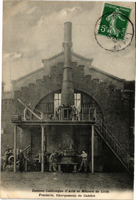 Carte postale ancienne Inst. Cath. d'Arts et Metiers de Lille - Fonderie à Lille