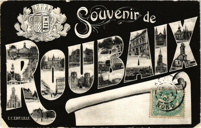 Carte postale ancienne Souvenir de Roubaix à Roubaix
