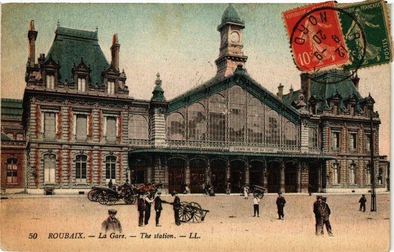 Carte postale ancienne Roubaix - La gare - the station à Roubaix