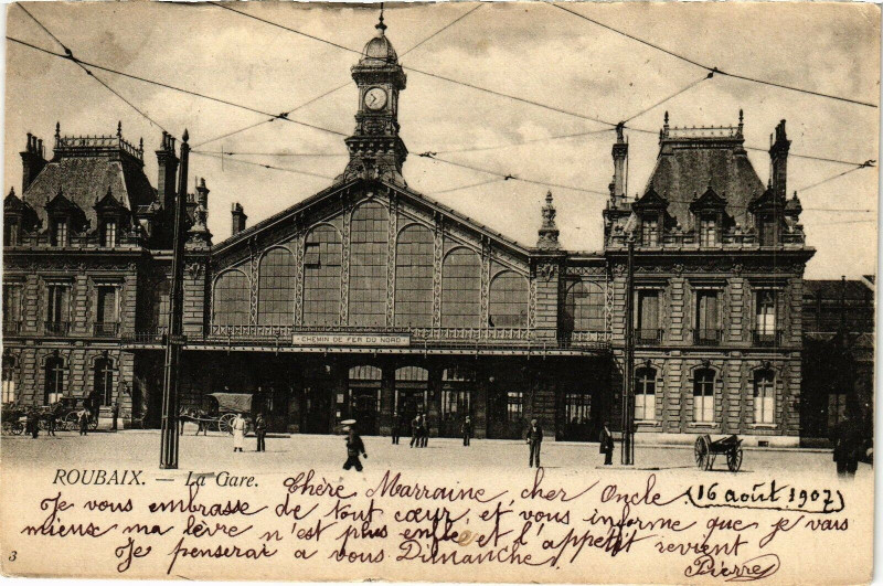 Carte postale ancienne Roubaix - La gare à Roubaix