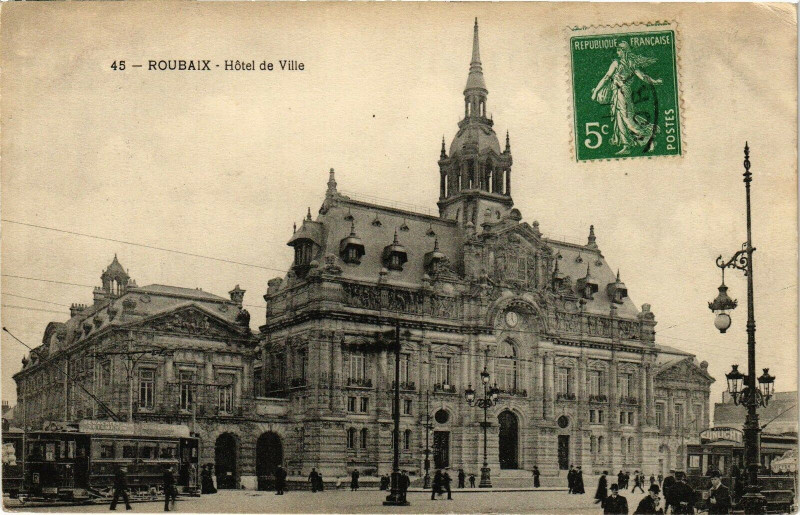 Carte postale ancienne Roubaix - Hotel de ville à Roubaix