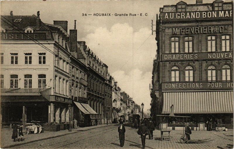 Carte postale ancienne Roubaix - Grand rue à Roubaix