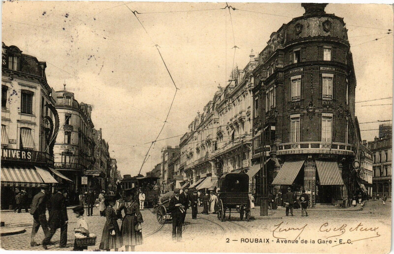 Carte postale ancienne Roubaix - Avenue de la gare à Roubaix