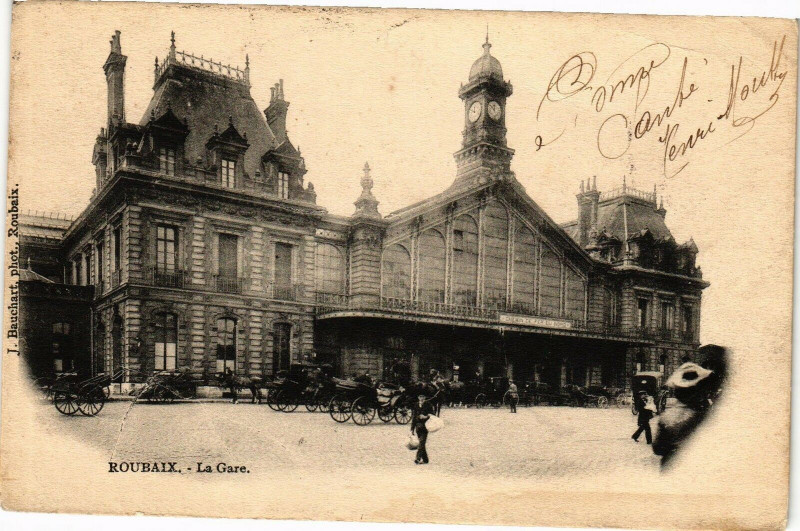 Carte postale ancienne Roubaix - la gare à Roubaix