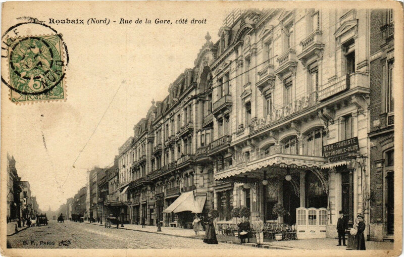 Carte postale ancienne Roubaix - Rue de la gare à Roubaix