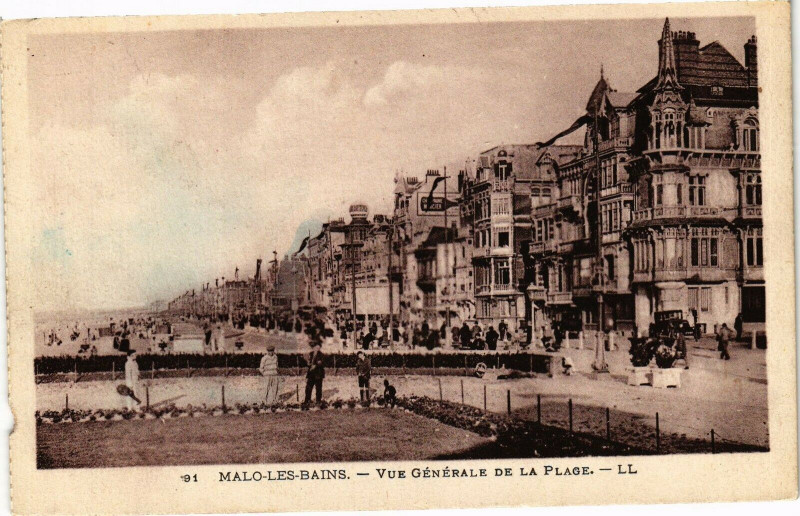 Carte postale ancienne Malo-les-Bains - Vue générale de la Plage