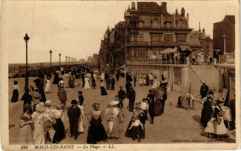 Carte postale ancienne Malo-les-Bains - La Plage
