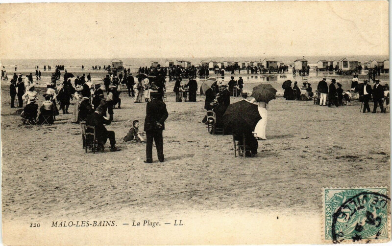 Carte postale ancienne Malo-les-Bains - La Plage