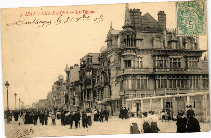 Carte postale ancienne Malo-les-Bains - La digue