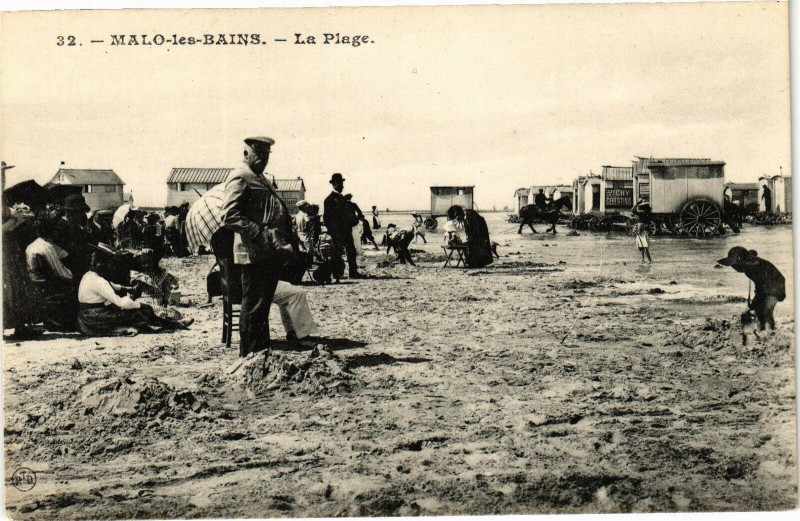 Carte postale ancienne Malo-les-Bains - La Plage