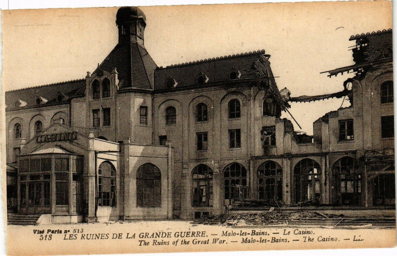 Carte postale ancienne Les ruines de la grande Guerre - Malo-les-Bains à Erre
