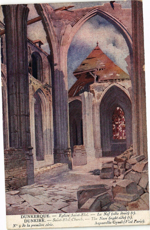 Carte postale ancienne Dunkerque - Eglise Saint-Elvi - La Nef cote droit à Dunkerque