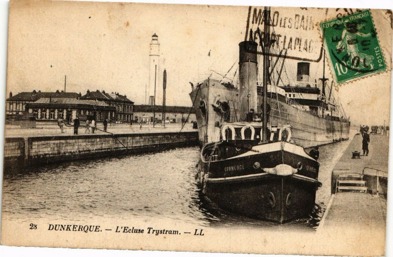 Carte postale ancienne Dunkerque - L'Ecluse Trystram à Dunkerque