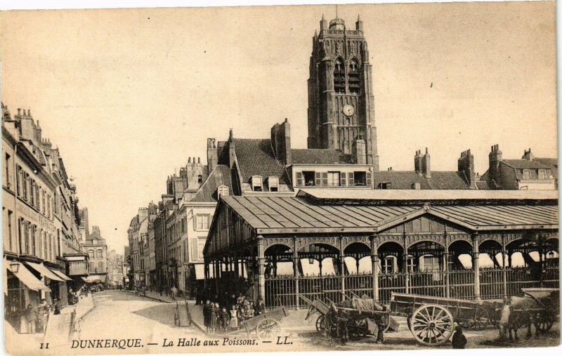 Carte postale ancienne Dunkerque - La Halle aux Poissons à Dunkerque