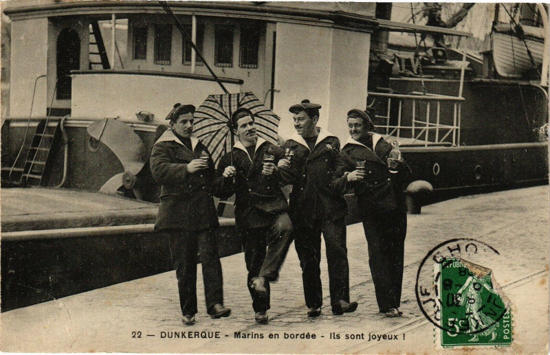 Carte postale ancienne Dunkerque - Martins en bordée - Ils sont joyeux à Dunkerque