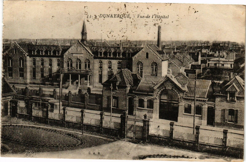 Carte postale ancienne Dunkerque - Vue de l'Hopital à Dunkerque