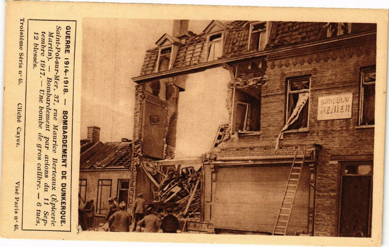 Carte postale ancienne Guerre 1914-1918 - Bombardement de Dunkerque Saint-Pol-sur-Mer à Dunkerque
