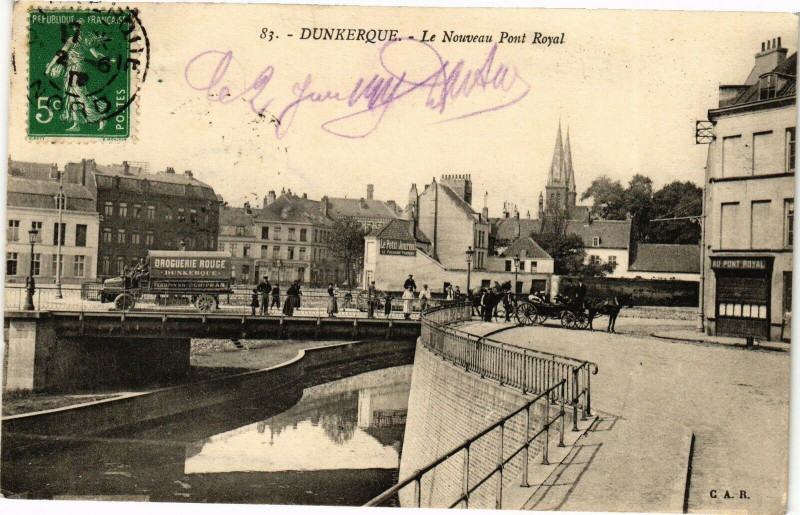 Carte postale ancienne Dunkerque - Le Nouveau Pont ROYal à Dunkerque