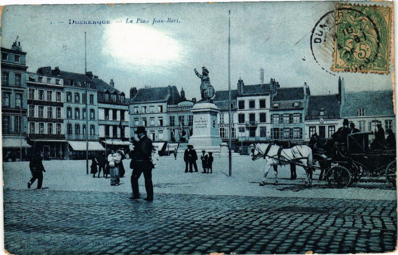 Carte postale ancienne Dunkerque - La Place Jean-Bart à Dunkerque