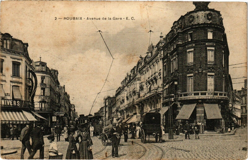 Carte postale ancienne Robuaix - Avenue de la Gare