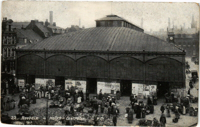 Carte postale ancienne Roubaix - Halles Centrales à Roubaix