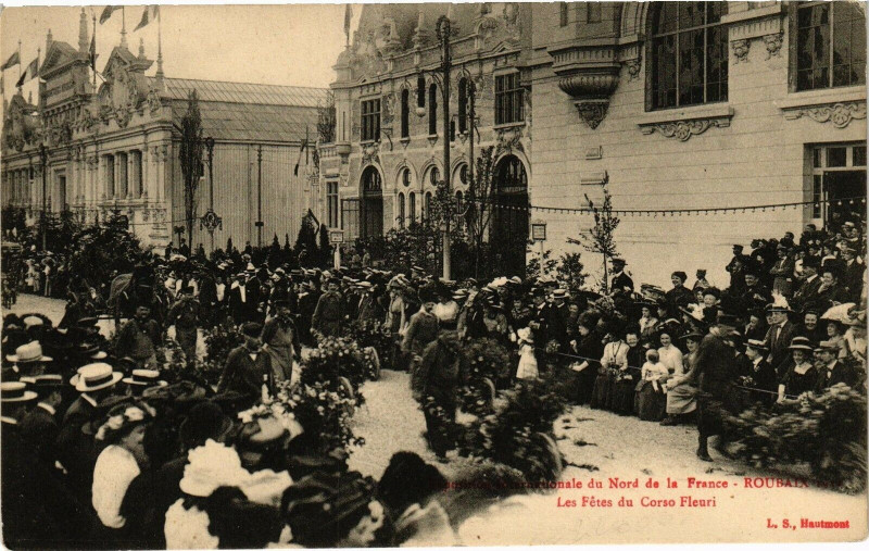 Carte postale ancienne Roubaix - Les Fetes du Corso Fleuri - Expo Internat.... à Roubaix