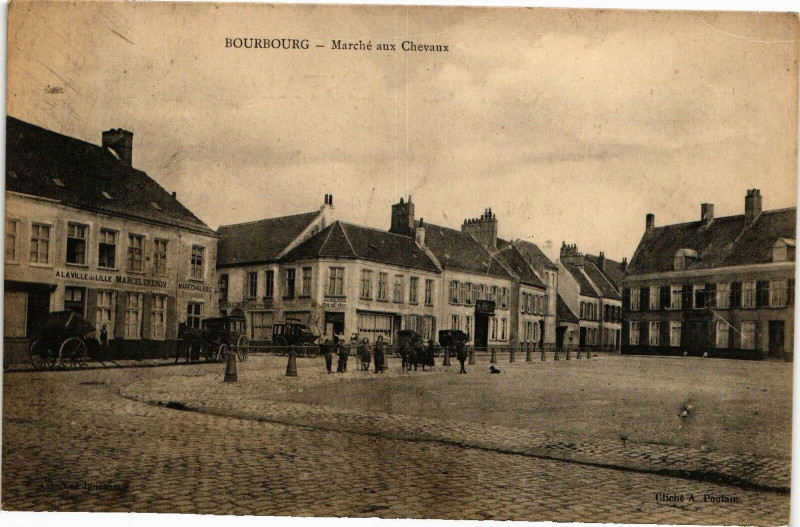 Carte postale ancienne Bourbourg - Marche aux Chevaux à Bourbourg