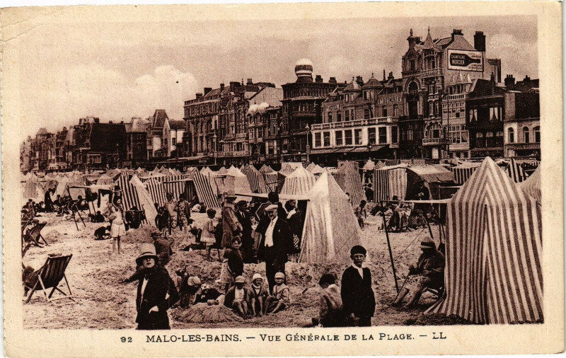 Carte postale ancienne Malo-les-Bains - Vue générale de la Plage