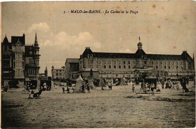 Carte postale ancienne Malo-les-Bains - Le casino et la Plage