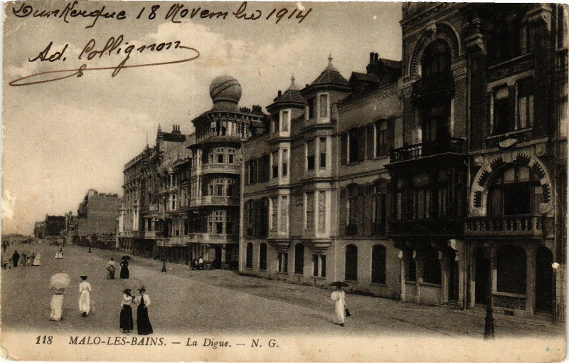 Carte postale ancienne Malo-les-Bains - La digue
