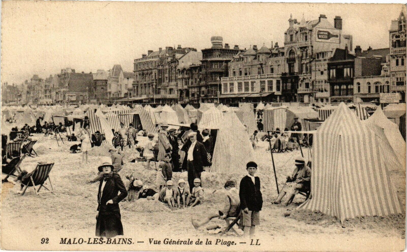Carte postale ancienne Malo-les-Bains - Vue générale de la Plage