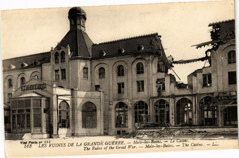 Carte postale ancienne Les ruines de la grand Guerre - Malo-les-Bains à Erre