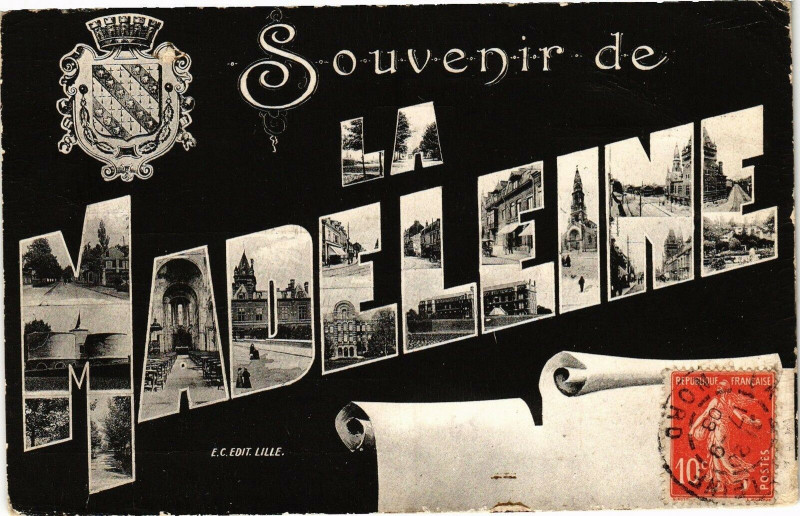 Carte postale ancienne Souvenir de La Madeleine à La Madeleine