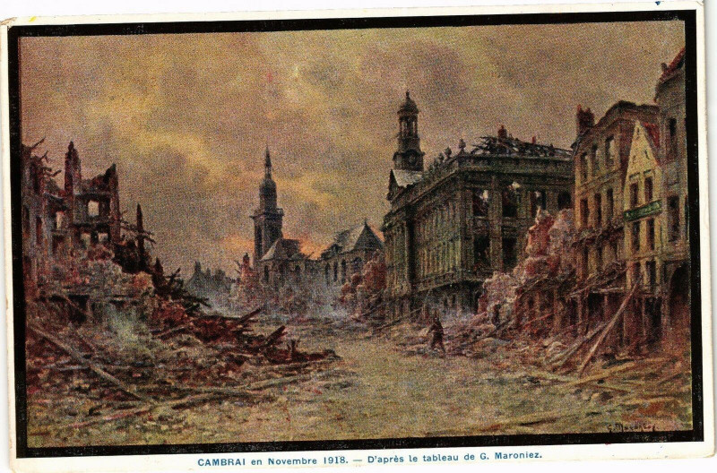 Carte postale ancienne Cambrai en Novembre 1918 - d'apres le tableau de G.Maroniez à Cambrai