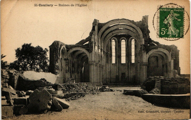 Carte postale ancienne Cauilery - Ruines de l'Eglise
