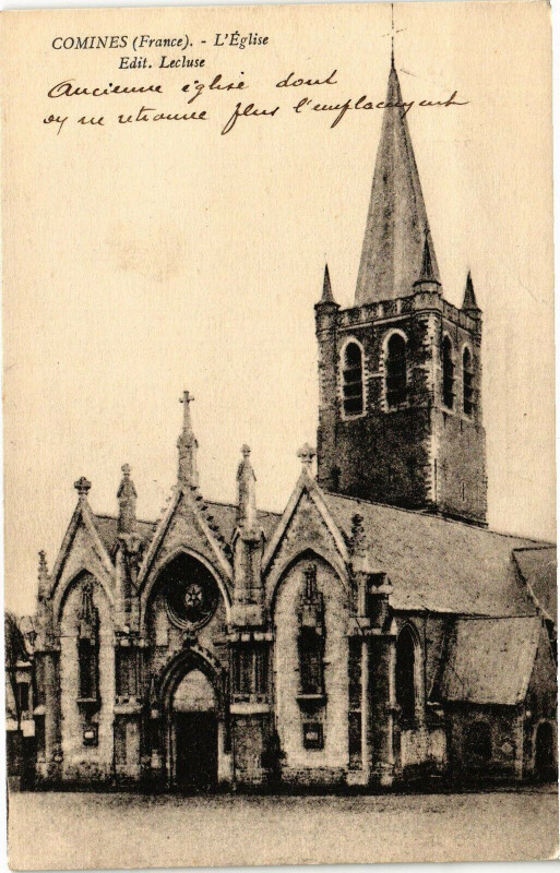 Carte postale ancienne Comines (France) - l'Eglise à Comines