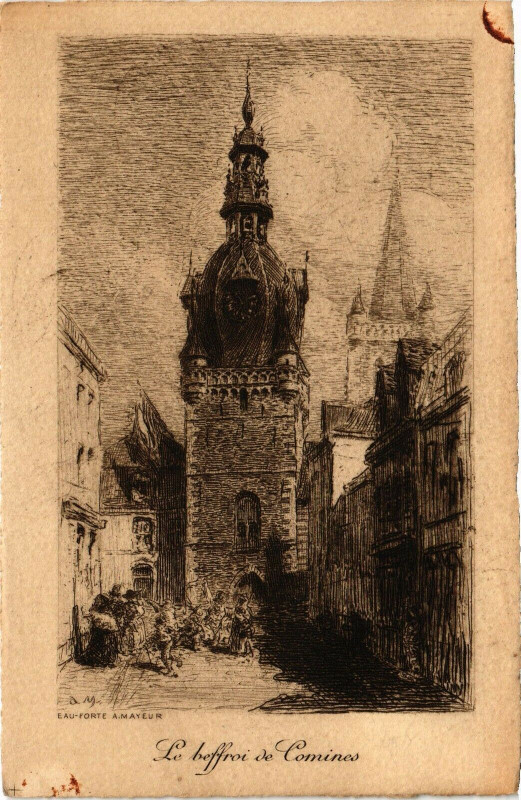 Carte postale ancienne Le beffroi de Comines à Comines