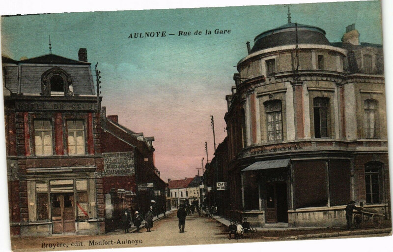 Carte postale ancienne Aulnoye - Rue de la Gare