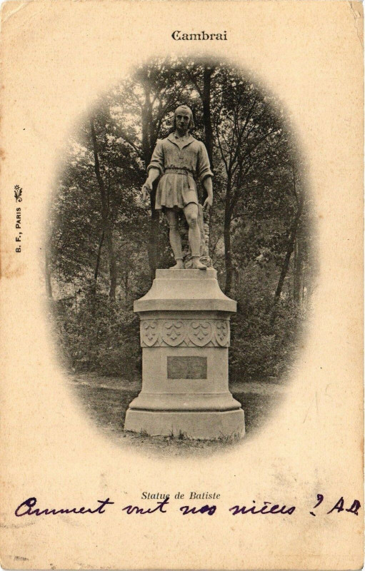 Carte postale ancienne Cambrai - Statue de Batiste à Cambrai