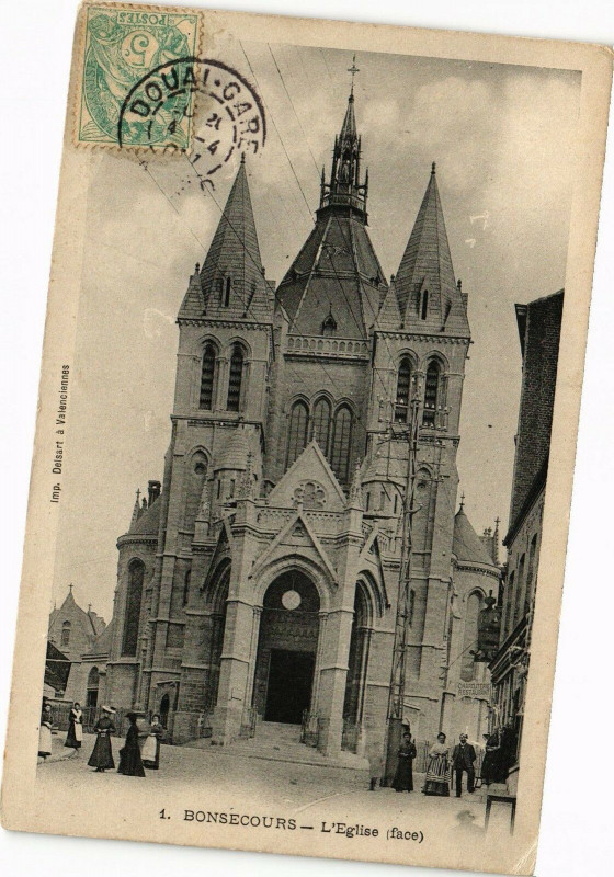 Carte postale ancienne Bonsecours - L'Eglise (face)