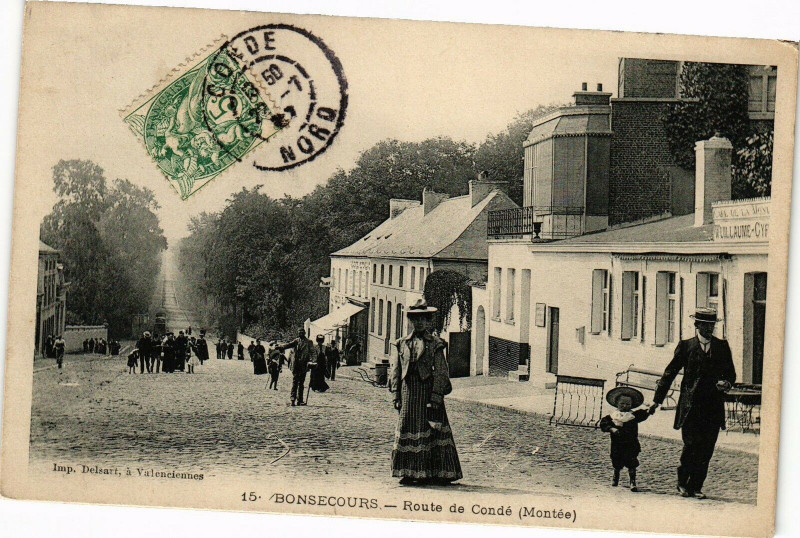 Carte postale ancienne Bonsecours - Route de Conde (Montes)