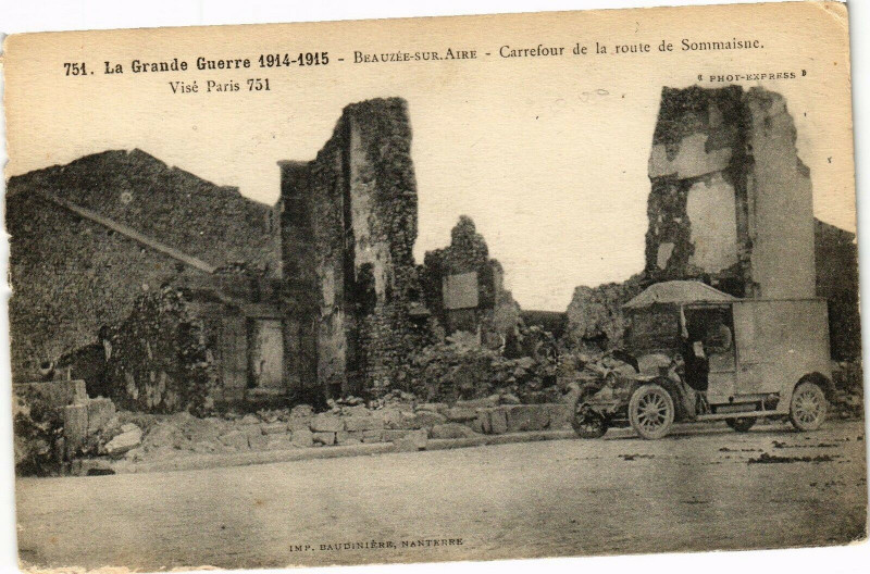 Carte postale ancienne La Grande Guerre 1914-1915 - Beauzée-sur-Aire - Carrefour de la à Erre