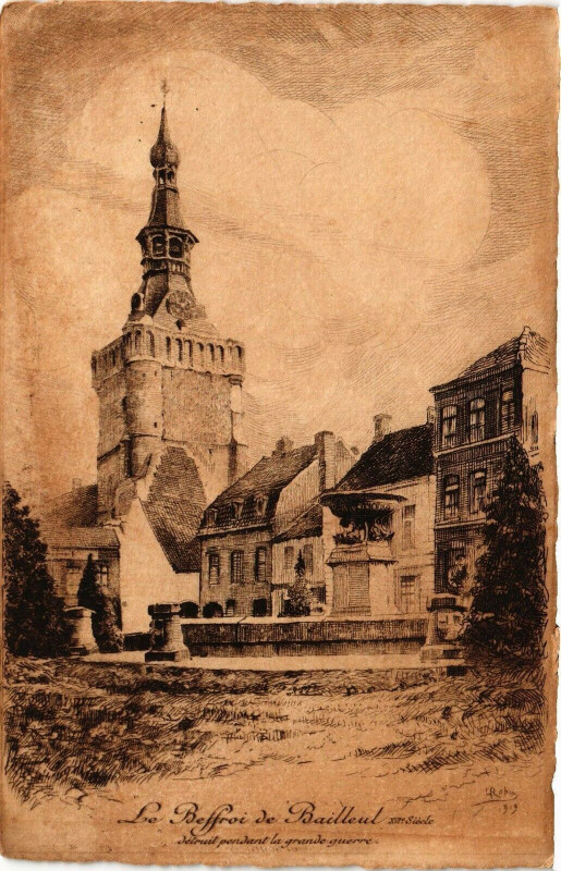 Carte postale ancienne Le Beffroi de Bailleul à Bailleul