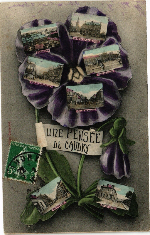 Carte postale ancienne Une pensée de Caudry à Caudry