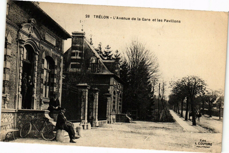 Carte postale ancienne Trelon - L'avenue de la gare et les pavillons à Trélon