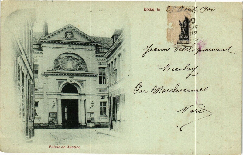 Carte postale ancienne Douai Le - Plais de justice à Douai