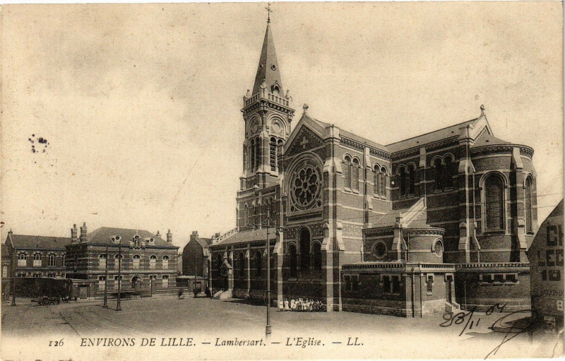 Carte postale ancienne Env. de Lille - Lambersart - L'Eglise à Lille