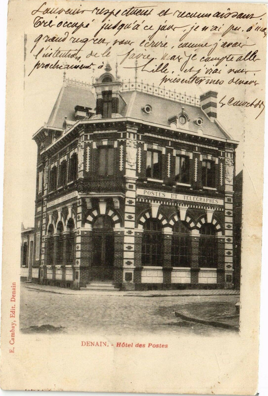 Carte postale ancienne Denain - Hotel des postes à Denain