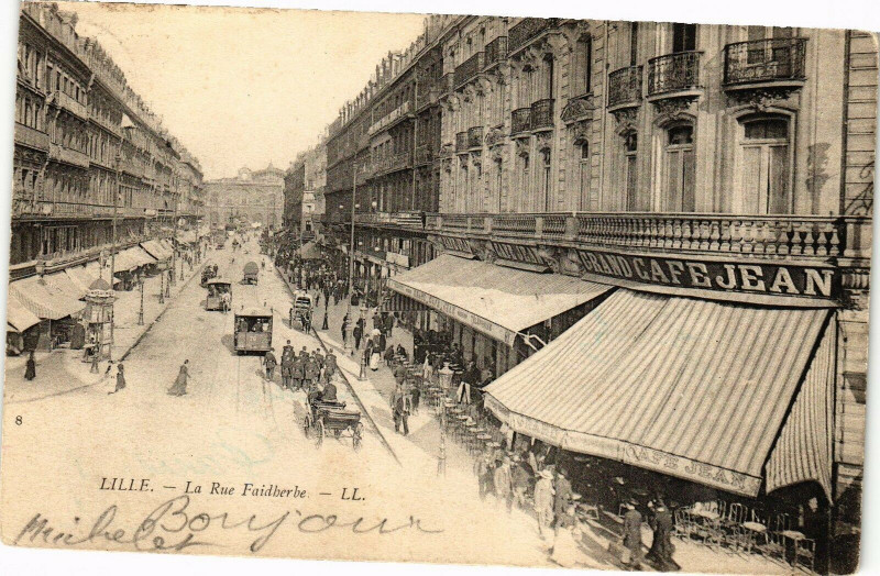 Carte postale ancienne Lille - La Rue Faidherbe à Lille