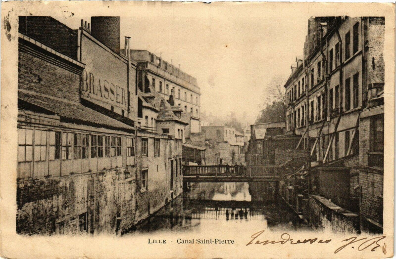 Carte postale ancienne Lille - Canal Saint-Pierre à Lille